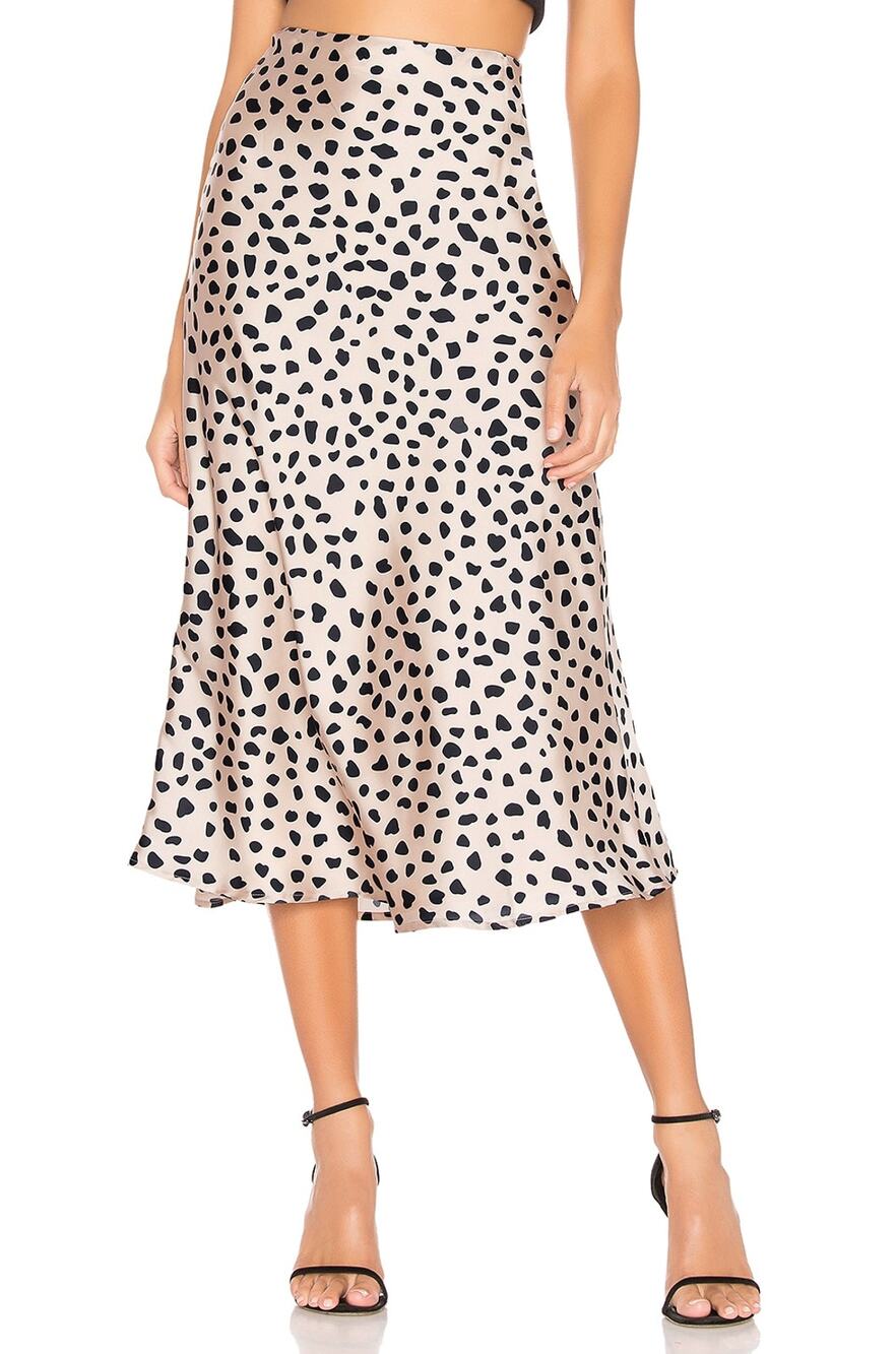 Lovers And Friends Spotted Beige Madalena Midi Skirt Size XS